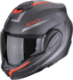 Casco Modulare Per Moto Scorpion Exo Exo-Tech Evo Carbon Carbon Fiber Nero Opaco Rosso Cosy Taglia Xxl