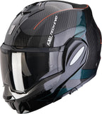 Casco Modulare Per Moto Scorpion Exo Exo-Tech Evo Carbon Carbon Fiber Nero Verde Cad Taglia L