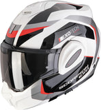 Casco Modulare Per Moto Scorpion Exo Exo-Tech Evo Pro Ultra Tct Grigio Nero Rosso Acuti Taglia Xl