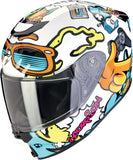 Casco Integrale Per Moto Scorpion Exo Exo-Jnr Air Polycarbonate Bianco Blu Fun Taglia M