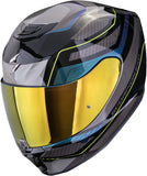 Casco Integrale Per Moto Scorpion Exo Exo-391 Polycarbonate Nero Blu Leo Taglia Xs