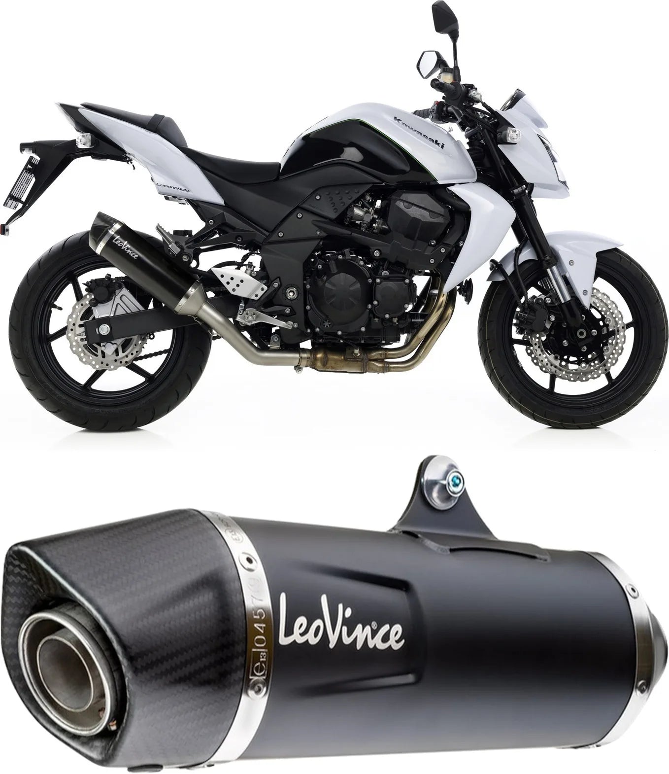 Terminale Di Scarico Senza Omologazione Suono Nero Acciaio Fondello Carbonio - Leovince Compatibile Con Kawasaki Z 750 R (2011-2014)