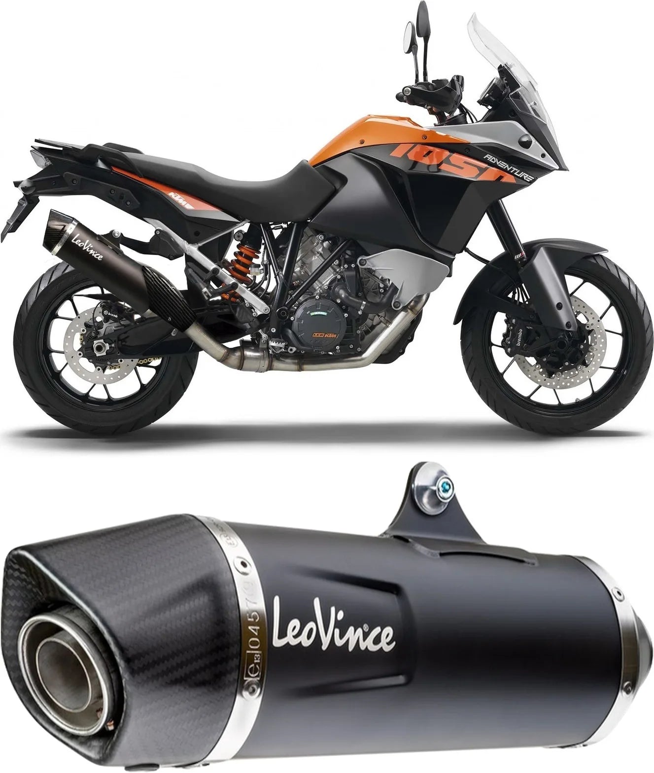 Terminale Di Scarico Senza Omologazione Suono Nero Acciaio Fondello Carbonio - Leovince Compatibile Con Ktm 1290 Super Adventure (2015-2016)