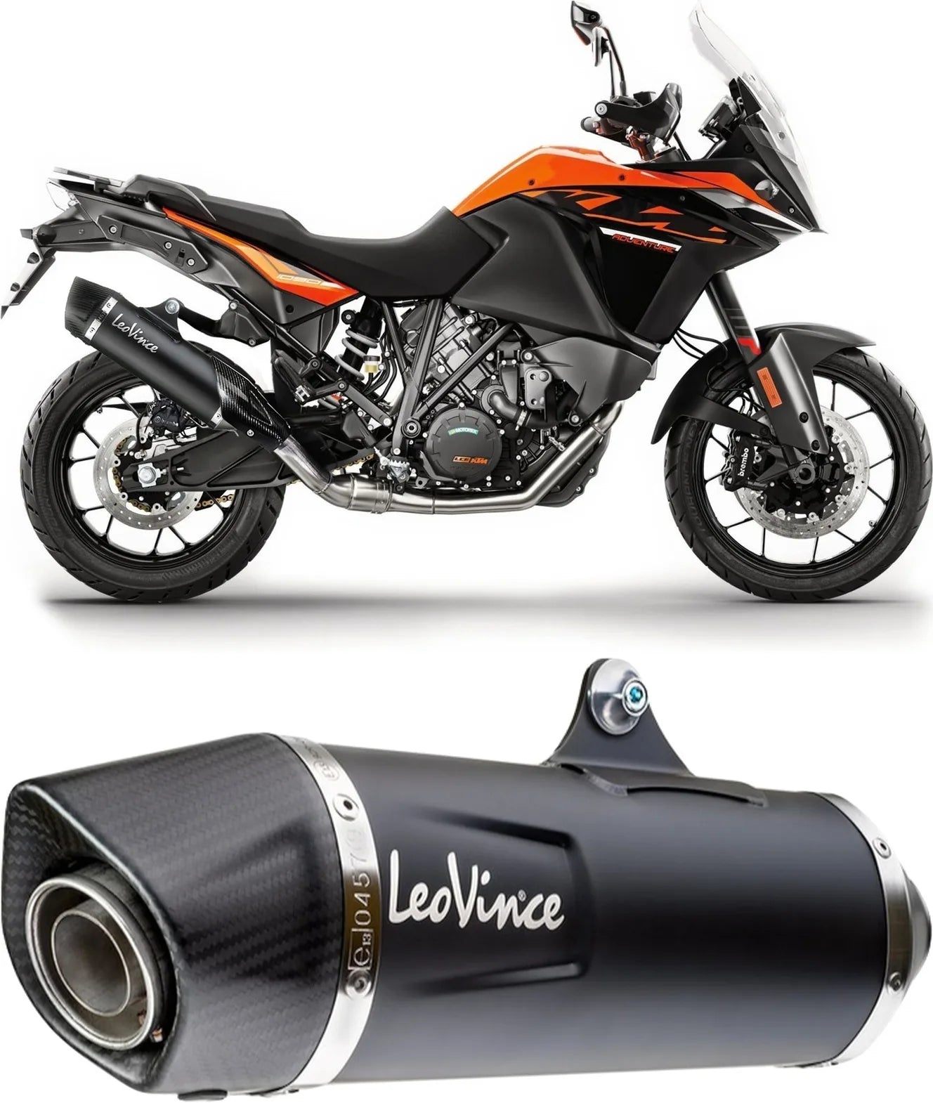 Terminale Di Scarico Senza Omologazione Suono Nero Acciaio Fondello Carbonio - Leovince Compatibile Con Ktm 1290 Super Adventure R - S (2017-2020)