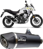 Terminale Di Scarico Senza Omologazione Suono Nero Acciaio Fondello Carbonio - Leovince Compatibile Con Honda Cb 500 X (2019-2023)