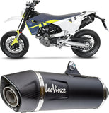 Complete Exhaust System Without Catalytic Converter And Without Sound Certification Nero Stainless Steel Carbon Fiber End Cap - Leovince Compatible With Husqvarna 701 Supermoto (2017-2020)