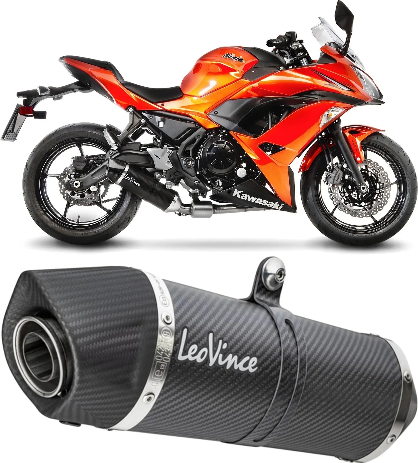 Impianto Di Scarico Completo Non Catalizzato E Senza Omologazione Suono Lv One Evo Carbonio Fondello Carbonio - Leovince Compatibile Con Kawasaki Ninja 650 (2020)