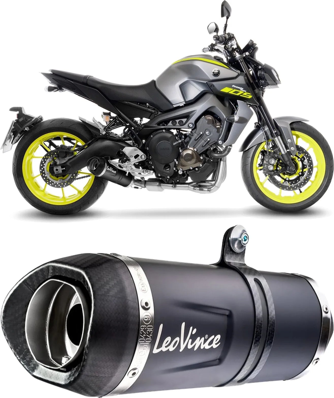 Impianto Di Scarico Completo Non Catalizzato E Senza Omologazione Suono Lv One Evo Acciaio Nero Fondello Carbonio - Leovince Compatibile Con Yamaha Xsr 900 (2016-2020)