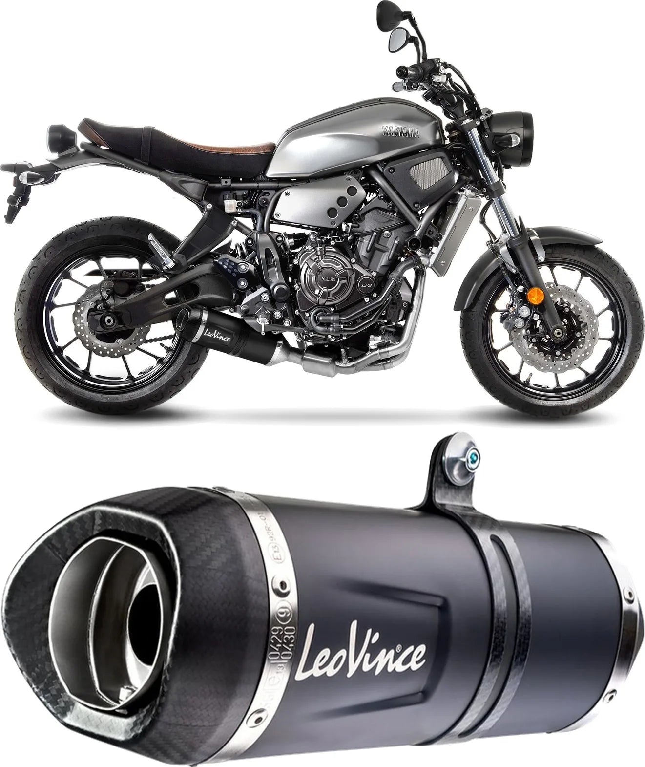 Impianto Di Scarico Completo Non Catalizzato E Senza Omologazione Suono Lv One Evo Acciaio Nero Fondello Carbonio - Leovince Compatibile Con Yamaha Fz-07 (2017-2020)