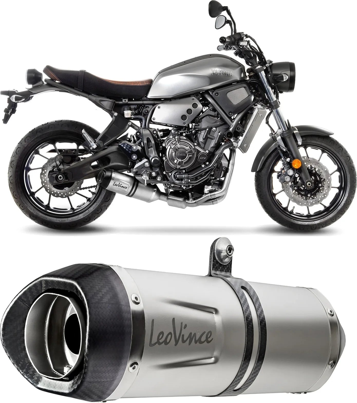 Impianto Di Scarico Completo Non Catalizzato E Senza Omologazione Suono Lv One Evo Acciaio Fondello Carbonio - Leovince Compatibile Con Yamaha Tracer 700 (2016-2020)