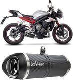 Exhaust Tip Without Sound Certification Lv One Evo Carbon Fiber Carbon Fiber End Cap - Leovince Compatible With Triumph Street Triple 765 Rs (2020-2022)