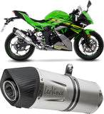 Exhaust Tip Without Sound Certification Lv One Evo Stainless Steel Carbon Fiber End Cap - Leovince Compatible With Kawasaki Ninja 125 (2019-2024)