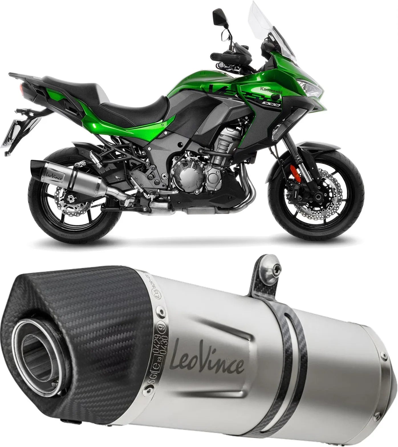 Terminale Di Scarico Senza Omologazione Suono Lv One Evo Acciaio Fondello Carbonio - Leovince Compatibile Con Kawasaki Versys 1000 (2019-2024)