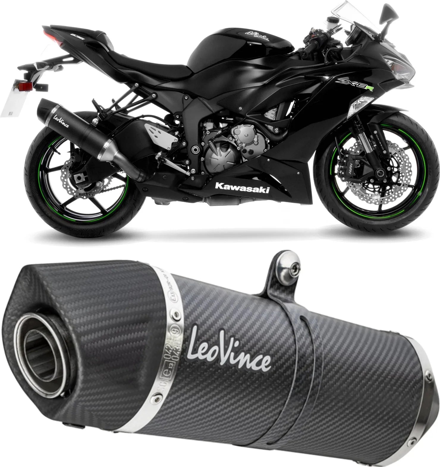 Terminale Di Scarico Senza Omologazione Suono Lv One Evo Carbonio Fondello Carbonio - Leovince Compatibile Con Kawasaki Zx 6R Ninja (2024-2026)