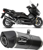 Impianto Di Scarico Completo Non Catalizzato E Senza Omologazione Suono Lv One Evo Acciaio Nero Fondello Carbonio - Leovince Compatibile Con Yamaha Yp 530 T-Max Abs Sx (2017-2019)