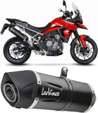 Exhaust Tip Without Sound Certification Lv One Evo Steel Black Carbon Fiber End Cap - Leovince Compatible With Triumph Tiger 850 (2020-2023)