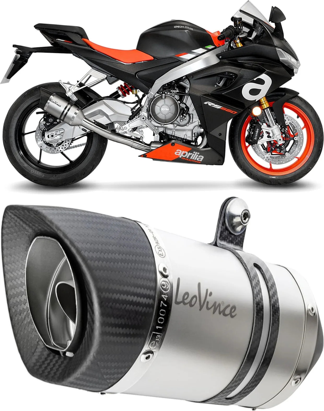 Impianto Di Scarico Completo Non Catalizzato E Senza Omologazione Suono Lv Pro Acciaio Fondello Carbonio - Leovince Compatibile Con Aprilia Tuono 660 (2021-2024)