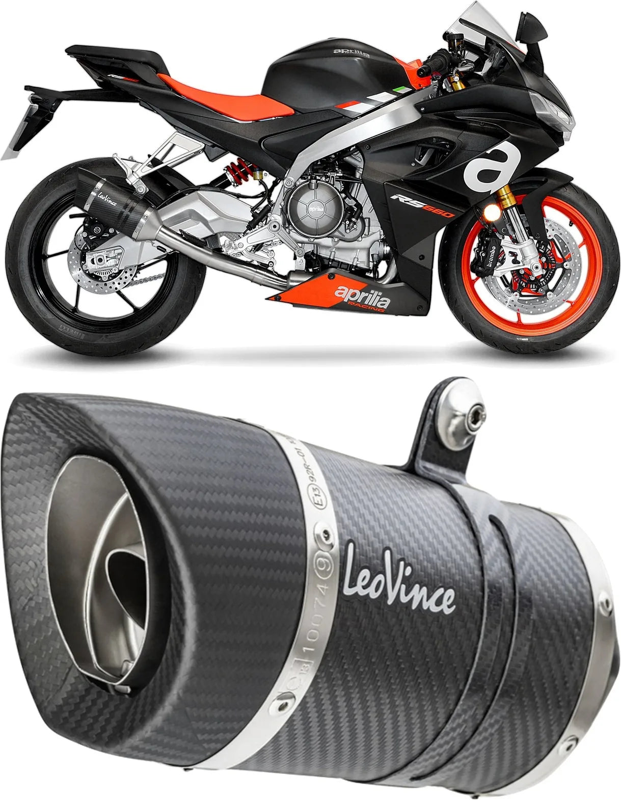 Impianto Di Scarico Completo Non Catalizzato E Senza Omologazione Suono Lv Pro Carbonio Fondello Carbonio - Leovince Compatibile Con Aprilia Rs 660 (2021-2024)