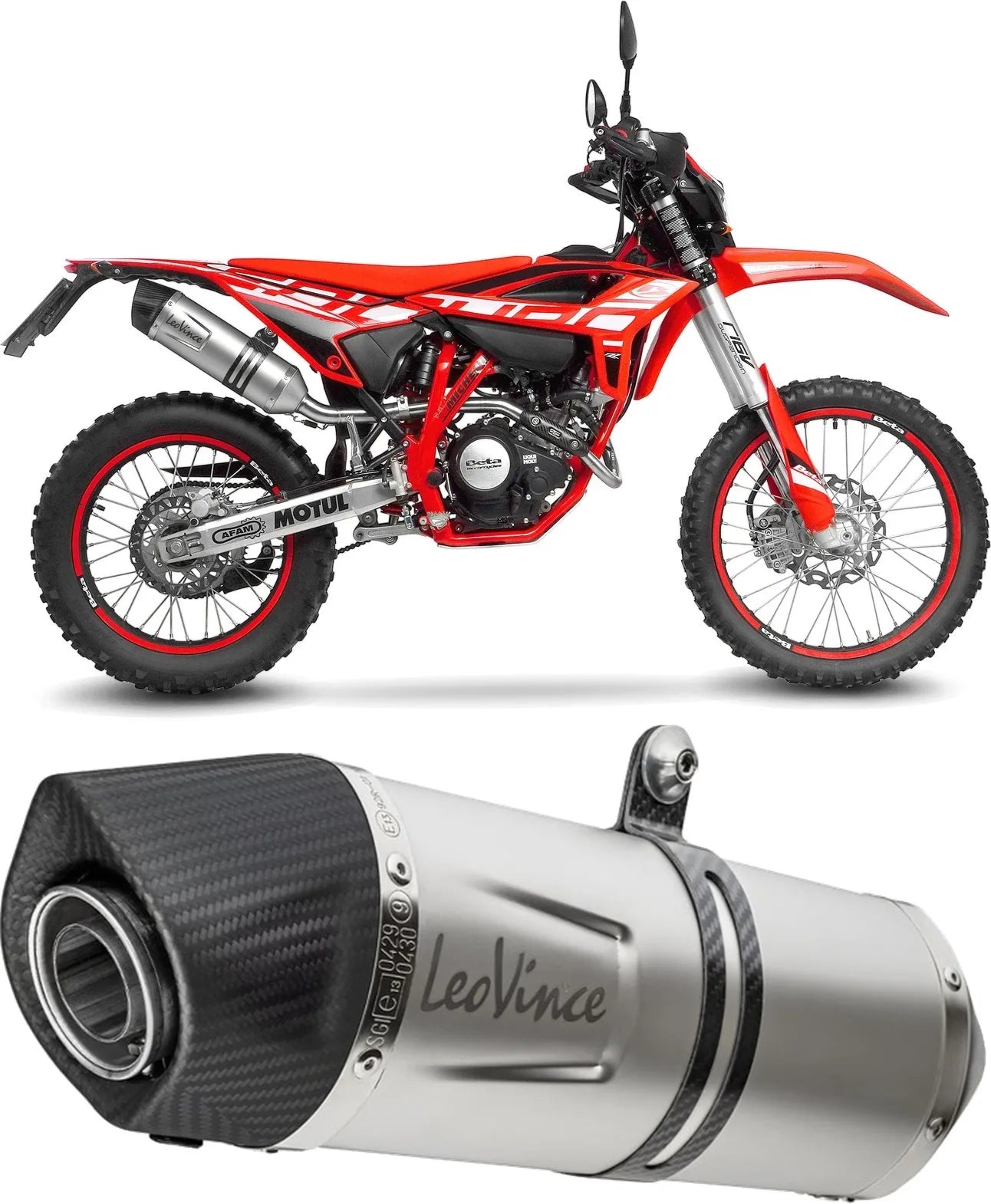 Terminale Di Scarico Senza Omologazione Suono Lv One Evo Acciaio Fondello Carbonio - Leovince Compatibile Con Beta Rr 125 Motard Lc 4T (2021-2024)