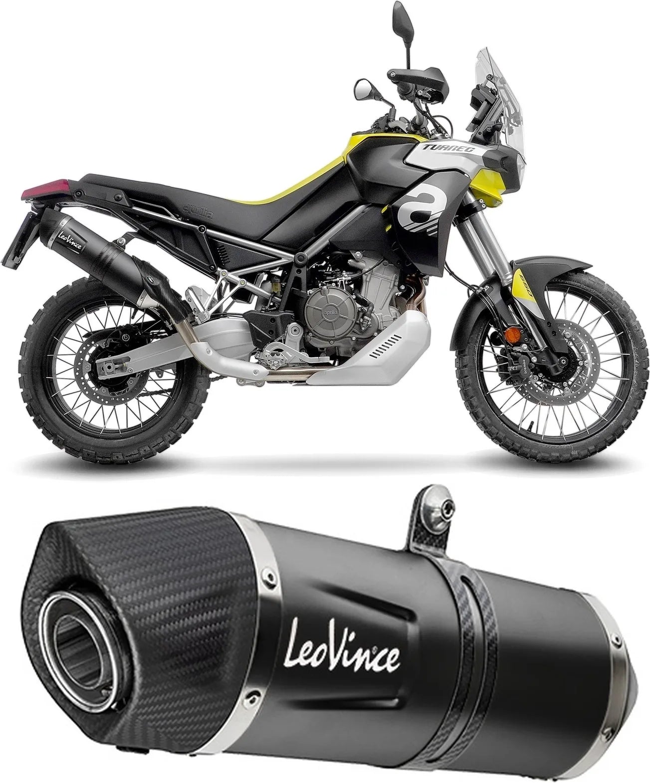 Terminale Di Scarico Senza Omologazione Suono Lv One Evo Acciaio Nero Fondello Carbonio - Leovince Compatibile Con Aprilia Tuareg 660 (2022-2024)