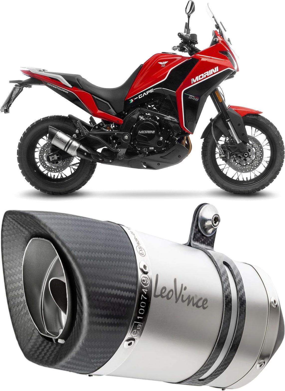 Exhaust Tip Without Sound Certification Lv Pro Stainless Steel Carbon Fiber End Cap - Leovince Compatible With Moto Morini X-Cape 650 - A2 (2021-2024)