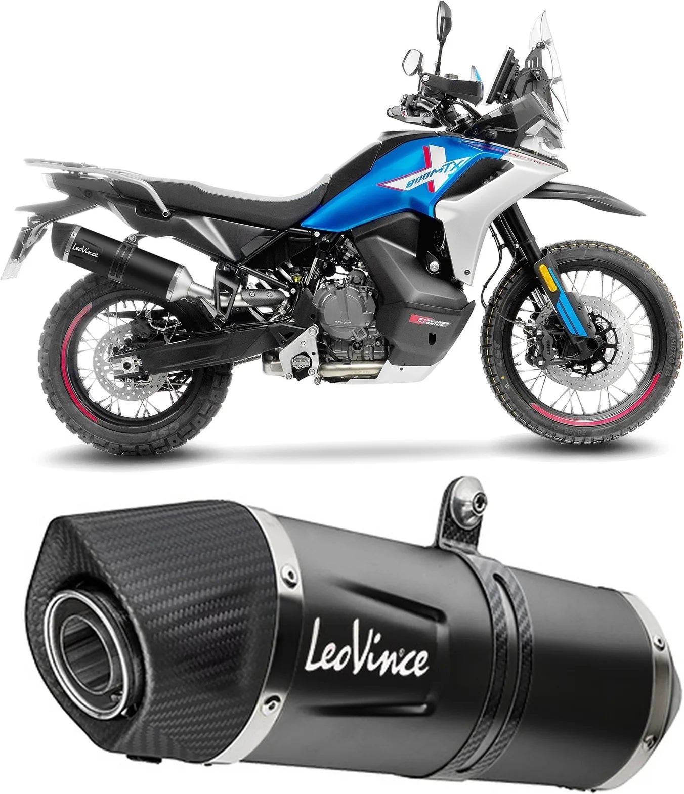 Terminale Di Scarico Senza Omologazione Suono Lv One Evo Acciaio Nero Fondello Carbonio - Leovince Compatibile Con Cfmoto 800 Mt-X (2025-2026)