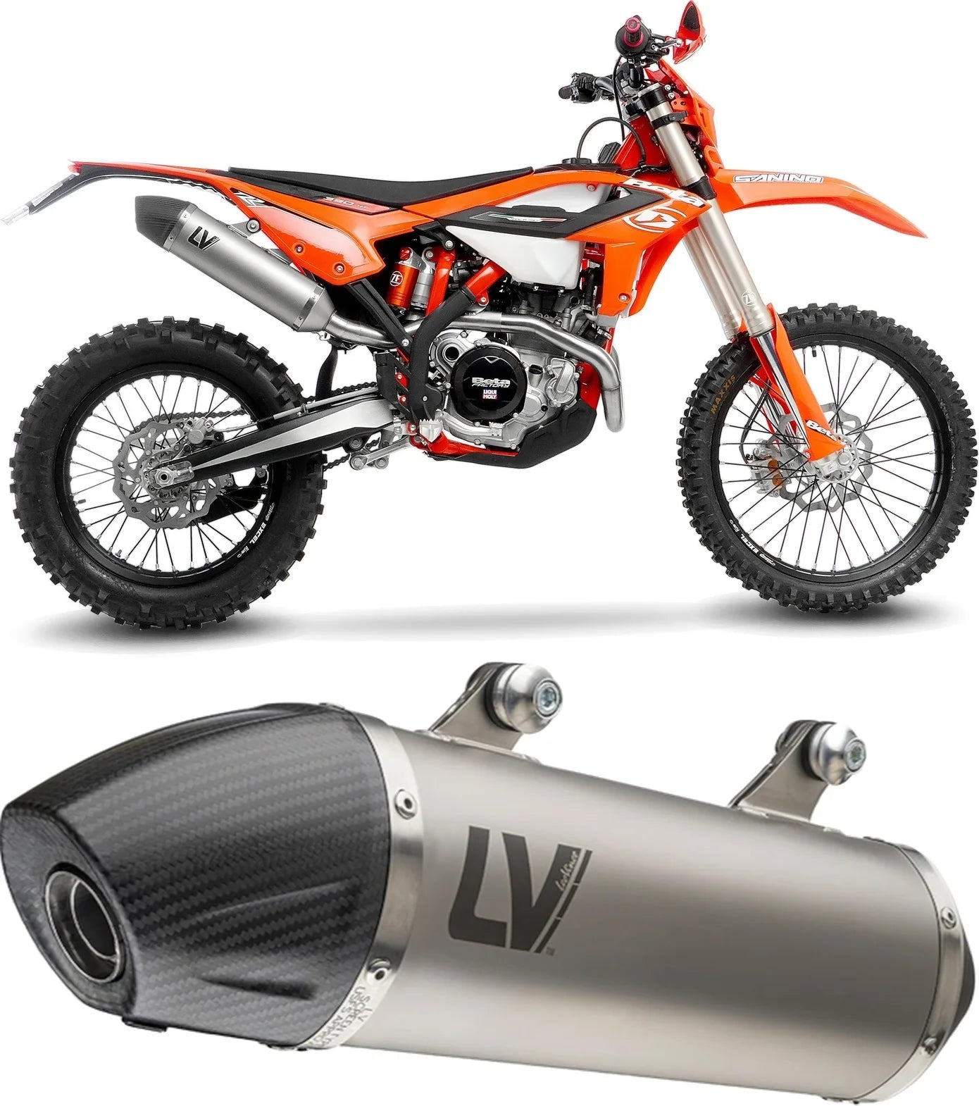 Terminale Di Scarico Senza Omologazione Suono Lv-X Evo Acciaio Fondello Carbonio - Leovince Compatibile Con Beta Rr 390 Racing 4T (2020-2025)