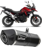 Exhaust Tip Without Sound Certification Lv One Evo Steel Black Carbon Fiber End Cap - Leovince Compatible With Triumph Tiger 900 Gt (2024-2026)