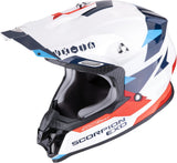 Casco Off-Road Per Moto Scorpion Exo Vx-16 Evo Air Polycarbonate Bianco Rosso Blu Rod Taglia S