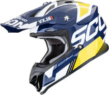 Casco Off-Road Per Moto Scorpion Exo Vx-16 Evo Air Polycarbonate Bianco Blu Giallo Analog Taglia L
