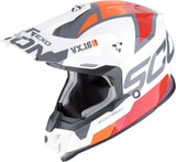 Casco Off-Road Per Moto Scorpion Exo Vx-16 Evo Air Polycarbonate Bianco Arancione Analog Taglia Xxl