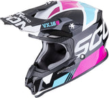 Casco Off-Road Per Moto Scorpion Exo Vx-16 Evo Air Polycarbonate Nero Metallizzato Blu Rosa Analog Taglia M