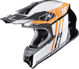 Casco Off-Road Per Moto Scorpion Exo Vx-16 Evo Air Polycarbonate Nero Arancione Lignes Taglia Xs