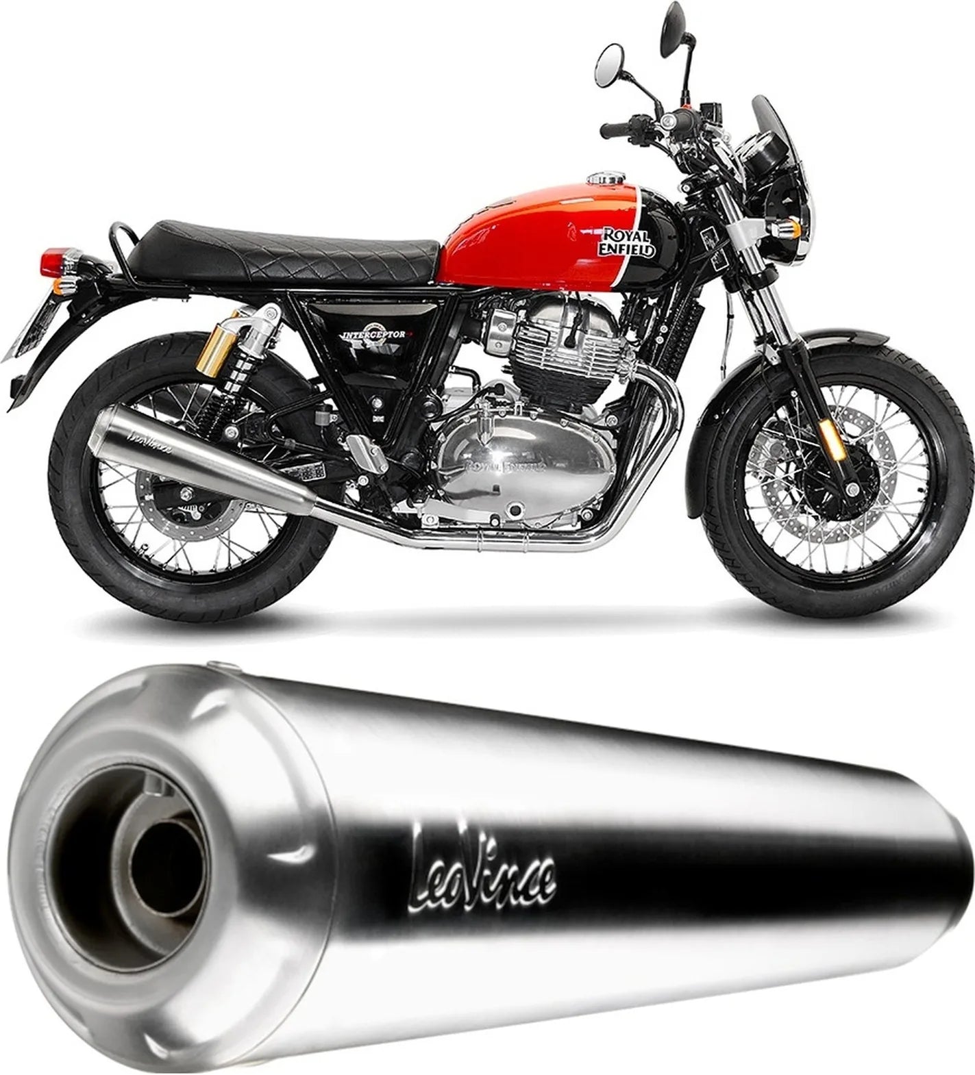 Doppio Terminale Di Scarico Senza Omologazione Suono Classic Racer Acciaio Fondello Acciaio - Leovince Compatibile Con Royal Enfield Interceptor 650 (2019-2026)