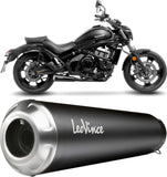 Impianto Di Scarico Completo Non Catalizzato E Senza Omologazione Suono Gp One Acciaio Full Nero Fondello Acciaio - Leovince Compatibile Con Kawasaki Vulcan 650 S (2017-2020)