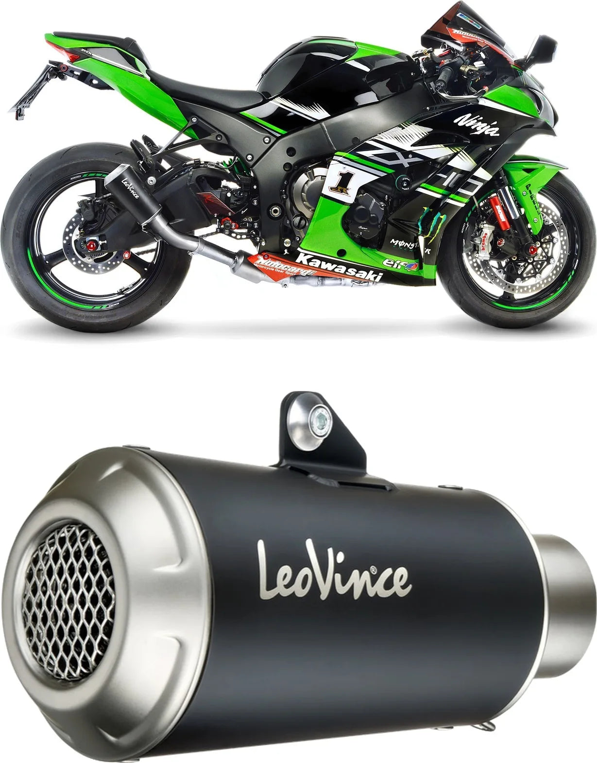 Terminale Di Scarico Senza Omologazione Suono Lv-10 Acciaio Nero Fondello Acciaio - Leovince Compatibile Con Kawasaki Zx 10R Ninja (2021-2024)