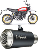 Terminale Di Scarico Senza Omologazione Suono Lv-10 Acciaio Nero Fondello Acciaio - Leovince Compatibile Con Ducati Scrambler 800 Desert Sled (2017-2020)