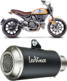 Terminale Di Scarico Senza Omologazione Suono Lv-10 Acciaio Nero Fondello Acciaio - Leovince Compatibile Con Ducati Scrambler 800 Classic - Icon (2017-2020)