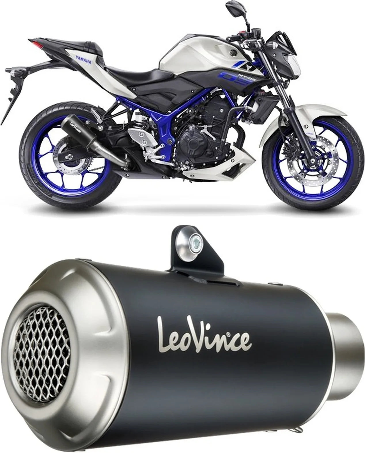 Terminale Di Scarico Senza Omologazione Suono Lv-10 Acciaio Nero Fondello Acciaio - Leovince Compatibile Con Yamaha Yzf-R25 (2014-2018)