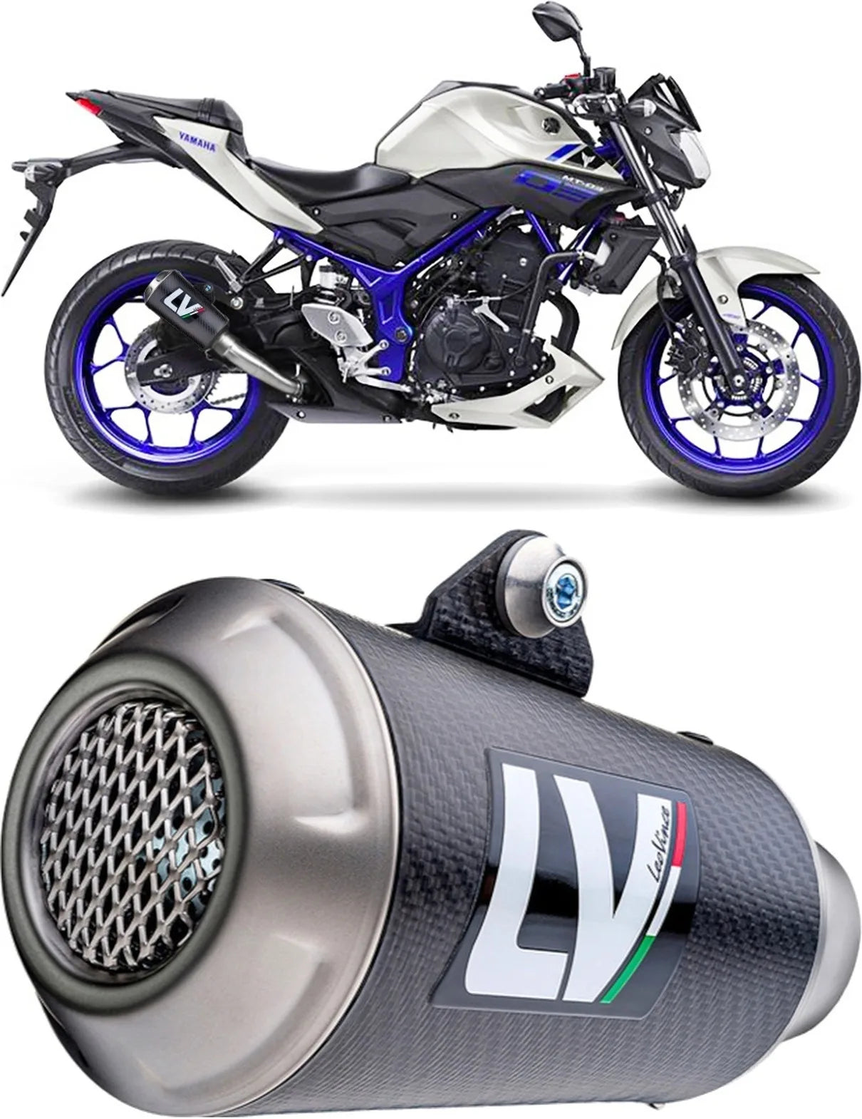 Terminale Di Scarico Senza Omologazione Suono Lv-10 Carbonio Fondello Acciaio - Leovince Compatibile Con Yamaha Mt-03 (2018-2019)