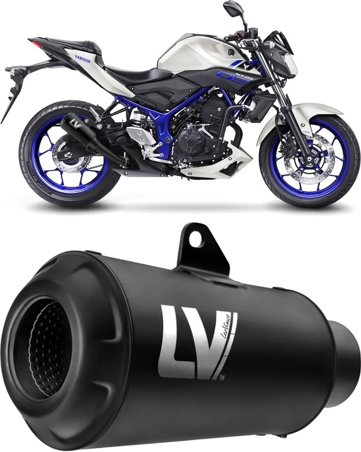 Terminale Di Scarico Senza Omologazione Suono Lv-10 Acciaio Full Nero Fondello Acciaio Nero - Leovince Compatibile Con Yamaha Mt-03 (2018-2019)