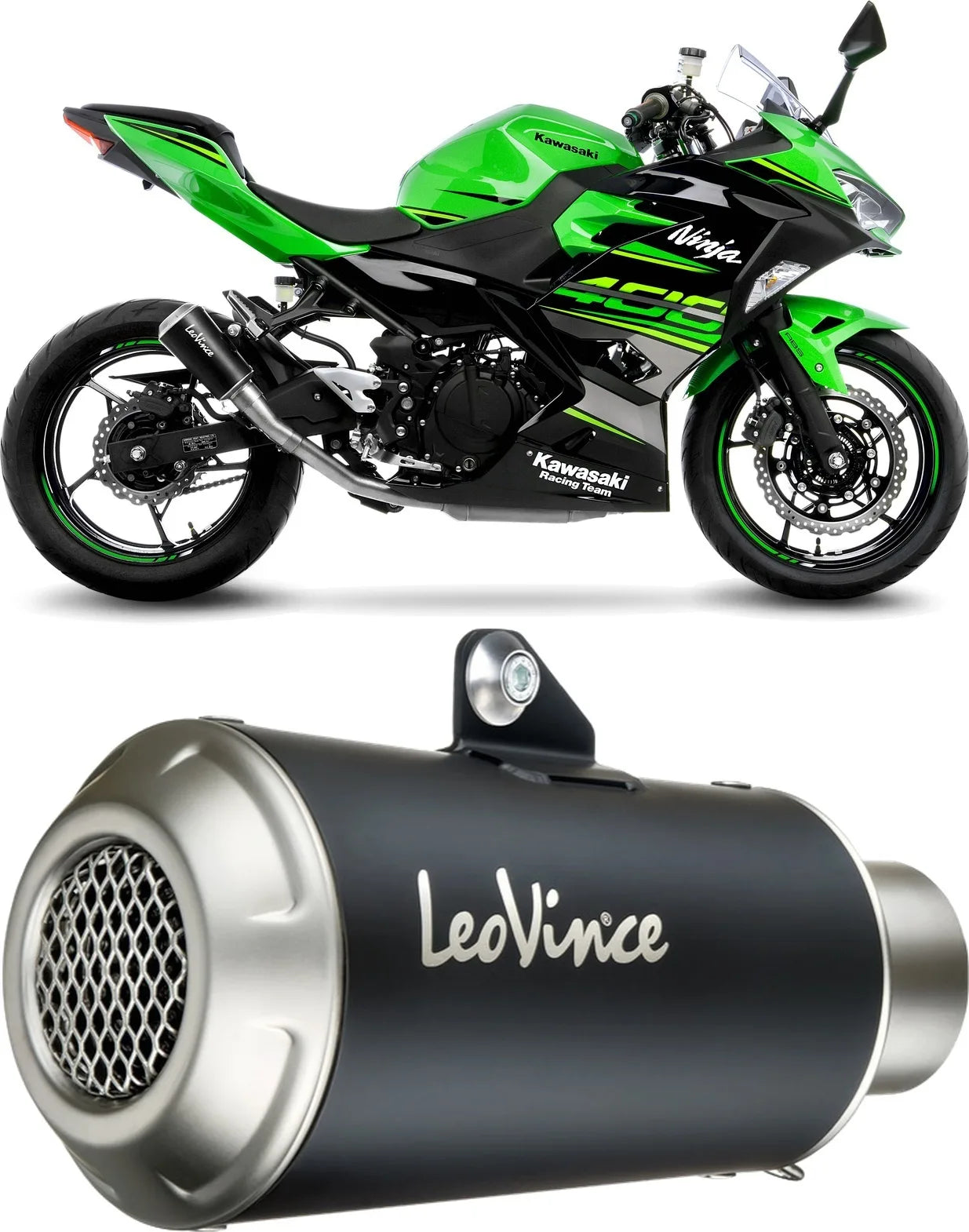 Terminale Di Scarico Senza Omologazione Suono Lv-10 Acciaio Nero Fondello Acciaio - Leovince Compatibile Con Kawasaki Z 400 (2019-2021)