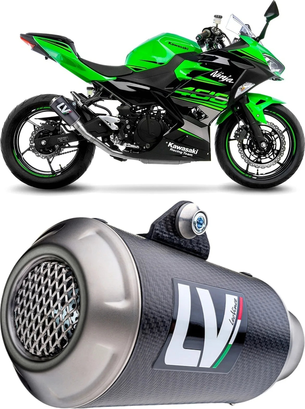 Terminale Di Scarico Senza Omologazione Suono Lv-10 Carbonio Fondello Acciaio - Leovince Compatibile Con Kawasaki Z 500 - Se (2024-2026)