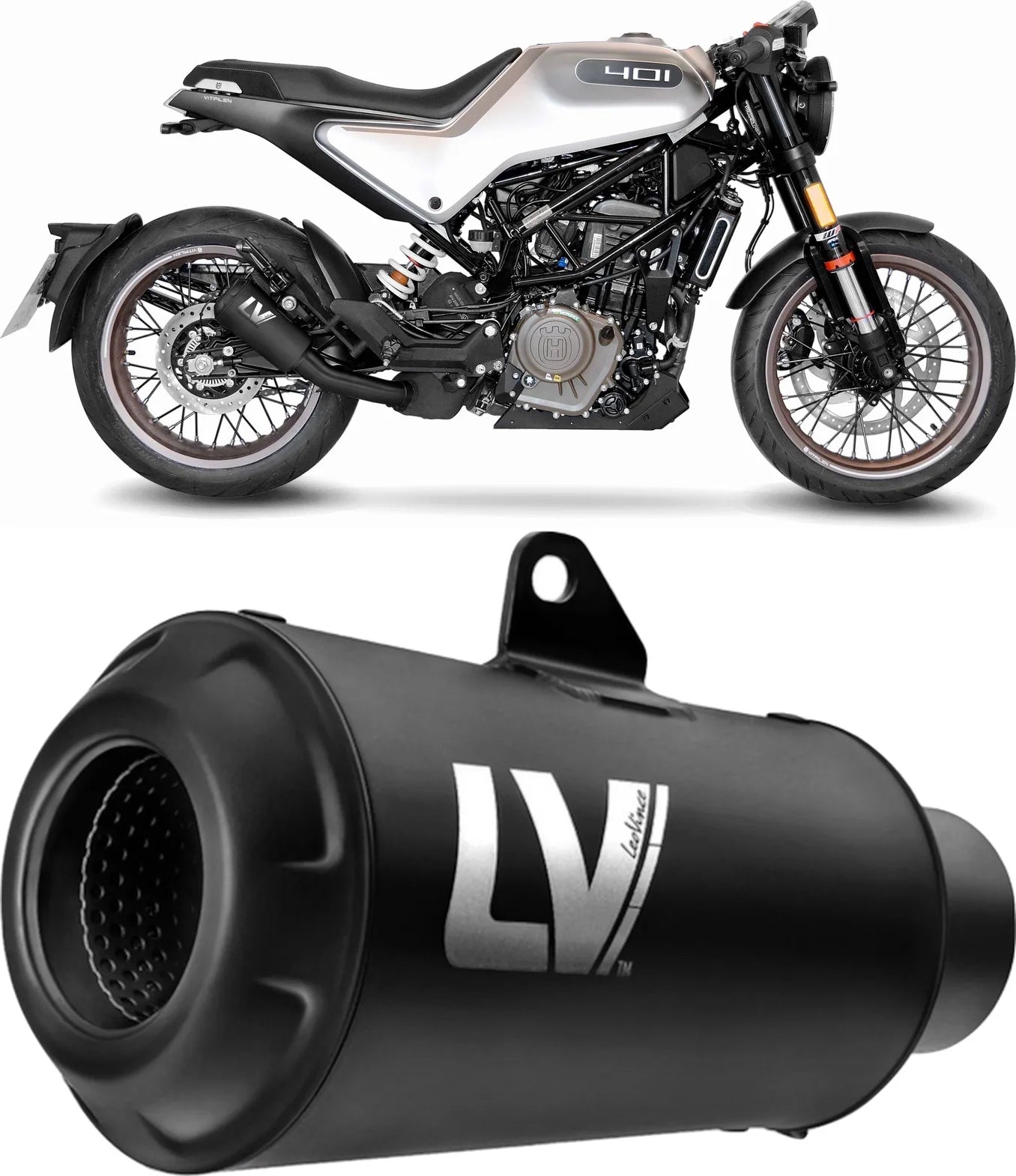 Terminale Di Scarico Senza Omologazione Suono Lv-10 Acciaio Full Nero Fondello Acciaio Nero - Leovince Compatibile Con Husqvarna Vitpilen 401 (2020-2023)