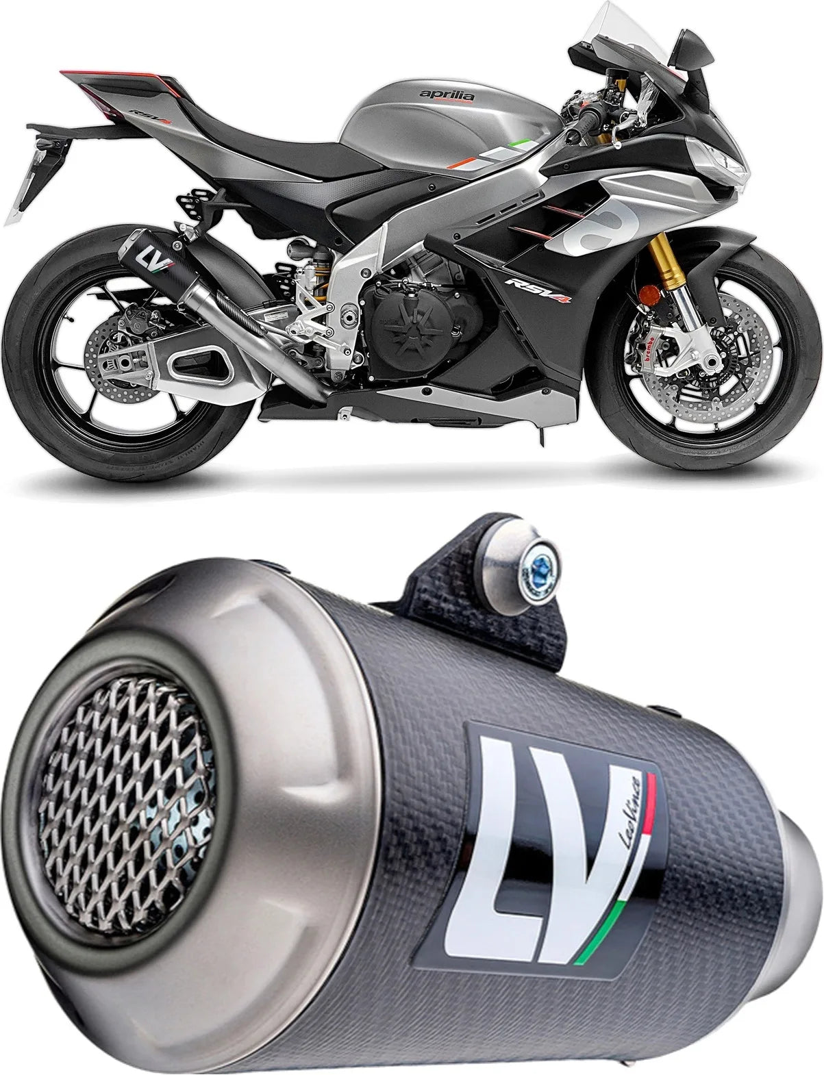 Terminale Di Scarico Senza Omologazione Suono Lv-10 Carbonio Fondello Acciaio - Leovince Compatibile Con Aprilia Rsv4 1100 (2021-2024)
