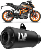 Terminale Di Scarico Senza Omologazione Suono Lv-10 Acciaio Full Nero Fondello Acciaio Nero - Leovince Compatibile Con Ktm 390 Duke (2021-2023)