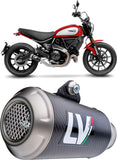 Exhaust Tip Without Sound Certification Lv-10 Carbon Fiber Stainless Steel End Cap - Leovince Compatible With Ducati Scrambler 800 Urban Motard (2021-2022)