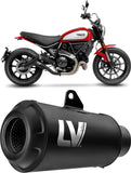 Terminale Di Scarico Senza Omologazione Suono Lv-10 Acciaio Full Nero Fondello Acciaio Nero - Leovince Compatibile Con Ducati Scrambler 800 Icon (2021-2022)
