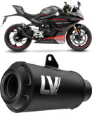 Terminale Di Scarico Senza Omologazione Suono Lv-10 Acciaio Full Nero Fondello Acciaio Nero - Leovince Compatibile Con Cfmoto 450 Ss - Sr (2023-2024)