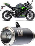 Terminale Di Scarico Senza Omologazione Suono Lv Corsa Acciaio Nero Fondello Acciaio - Leovince Compatibile Con Kawasaki Ninja 500 - Se (2024-2026)